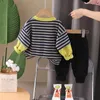 Roupas conjuntos de roupas de meninos Spring Autumn 2024 Crianças de algodão calças 2pcs Terno esportivo para trajes de bebê roupas infantis