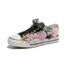 Fitness Shoes YeddaMavis Spring Fashion Handmade Flowers Women Casual Canvas White Pearl Sport Running Woman