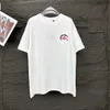 高品質のデザイナー服の正しいクロアの重業界の革の刺繍クロスカップル半袖Tシャツ汎用性