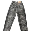 Frauen Jeans Unisex Leopard Print weites Bein für Männer Männer Retro Streetwear Jeanshose mit Hopfentaschen Reißverschluss