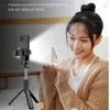 Selfie Monopods Roreta Foldbar Wireless Bluetooth Selfie Stick Phone Holder Dractable Multifunktionellt stativ med avlägsen slutare Selfie Light Y240418