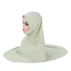 Hijabs en mousseline de mousseline Ramadan pour femme Hijabs instantanés avec Cap Khimar Islam Muslim Jersey Head Scarf Headraps Muslim Women Clothing 240402