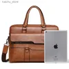 Outros acessórios de computador 2023 Men Brethercase Bag Bolsa de alta qualidade Brand Famous Pu Leather ombro Messenger Messenger Bolsa de escritório 14 na bolsa de laptop Y240418