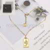 Med Box Skicka kvinnor Luxury Brand Designer Crystal Double Letter Pendant Halsband Enkla 18K Guldpläterad pärlhalsband bröllopsfest smycken Tillbehör