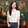 Camisas de gasa para mujeres Bordado de estilo chino Bordado suelto de manga corta Tops Summer Vintage Clothing Ycmyunyan