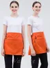 Solid Color Half Bust Bib Apron Restaurant Coffee Tea Shop Waitress Work Clothes Aprons Kitchen Waist Short Apron With Pockets LT931