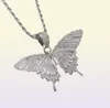 Men Women Hip Hop Butterfly Pendant Necklace with 13mm Miami Cuban Chain Iced Out Bling HipHop Necklaces Fashion Charm Jewelry X075039559