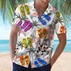Mäns avslappnade skjortor 2024 Hawaiian Red Leaf Tropical Floral Men Dazn Tops Summer Short Sleeve Button Chemise Loose Vacation Beach