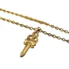 Chkro 24K Gold Diamond Holy Sword Pendant Necklace Fashion och personliga män Womens Letter Full