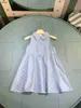 Lyxig baby kjol ärmlös lapel flickor partydress storlek 90-150 cm barn designer kläder blå hög kvalitet prinsessklänning 24 april