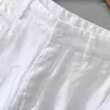 Heren shorts puur linnen voor mannen 2024 Summer Fashion Solid White Loose Holiday Man Casual Plus size knop Korte broek