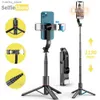 Selfie Monopods Atualizada Selfie Tripod Selfie com 2 Luz de enchimento 1130mm Tripé com obturador remoto para Android iOS Smartphone Y240418