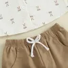Kledingsets zomer peuter kinderen babyjongens kleren korte mouw print knop bowtie t-shirts drawstring pocket shorts casual outfits