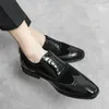 Casual Shoes Man Office Business Dress Leather Flats Split Wedding 2024 Brogues Rubber Sole Big Size 48