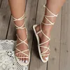 Buty swobodne czarne skórzane paski na kostkę gladiator Sandały Kobiety lato 2024 moda pu płaska kobieta plus size plaża