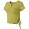 Chemises actives AL Summer Fitness T-shirt Yoga Sports Top Top pour femmes High Elastic mince séchage rapide Dessage à manches courtes