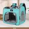 Cat Carriers Crates Houses Breattable Mesh Pet Carrier ryggsäck Fällbar bärbar husdjursresor BA -sidofönster Ventilerade katter bärfodral utomhus L49