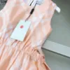 Popular baby skirt orange girls partydress Size 110-160 CM kids designer clothes Bow decoration at the waist Princess dress 24April