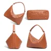 Women Vegan Fashion Woven Leather Handbag Top-handle Shoulder Underarm Bag