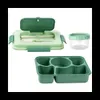 Boîtes à lunch boxes bento 1600 ml 5 compartiments Boîte bento adulte avec des baguettes à cuillère réutilisables intégrées (vert) L49