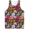 Męskie topy czołgowe Aloha Tropical Flower Graphic Top Men Summer 3D Printed Rośliny Kamizelka streetwear