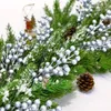 Decorative Flowers 1/20pcs Christmas Fake Holly Berry Branch 12 Heads Artificial Red Stems DIY Wreath Xmas Tree Ornament Year Party Decor