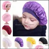 Beanie/Skull Caps Soft Satin Slee Cap Salon Bonnet For Kids Girls Girls Night Sleep Hat Hair Loss Ladies Turban Su Otmzo