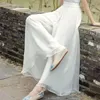 Pantaloni da donna 2024 Lucioni di moda in vita alta primavera di alto swing e elegante chiffon miscela a gamba z388