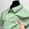 Hoogwaardige ijs zijde Korte mouw T-shirt Mens Rapel Borduurde zakelijke poloshirt Heren Summer Ademend gladde halve mouw 240415