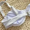 Kvinnors badkläder Bikini Set Sexig 3D Flower White 2024 Kvinnor Push Up Micro Thong Baddräkt Baddräkt Rynkad bikinis Mujer