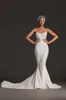 2024 Floral Prints Appliques Lace Spaghetti Straps 2 In 1 Mermaid Wedding Dress With Removable train Sleeveless Trumpet Bridal Gowns