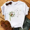 Maycaur carino dandelion stampato da donna maglietta cartone animato grafica da donna bianca maglietta casual donna divertente tees shir 240411