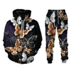 Men's Tracksuits Casual Hoodie Set 3D Art Personalized Butterfly Print Pullover European And American Sports