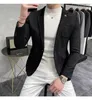 Herenpakken 2024 Autumn Winter Velvet Blazers Jacket Men Business Slim Fit Casual Suit Coat Hoogwaardige Deersin Mode
