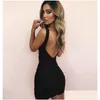 Grundläggande casual klänningar röd tank vestidos y klänning rufsad backless party club mujer sommar kvinnor bodycon väska hip office mini lady 2105 dha2i