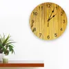 Настенные часы бамбук листья часы гостиная домашний декор Большой круглый немол кварцевый столик