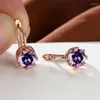 Backs Earrings Cute Female Crystal Blue Round Stone Simple Fashion Crown Rose Gold Color Bride Jewelry For Women