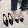 Casual schoenen dames zomerschoenen platte kantoor zwart voor vrouwen 2024 lage hiel elegante puntige teen flats beau vandaag hoge kwaliteit schoen