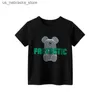 티셔츠 2024 Childrens 티셔츠 소년 100%면 곰 악어 아스트로 만화 짧은 소매 캐주얼 스포츠 탑 Q240418