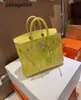 Designer handgefertigt 7A Handtasche Bikns Echtes Leder Misty Crocodile Haut 25 cm HANDSEWN GELBER LUXURY DOMENS GOLDVE4G