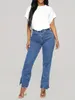 Kvinnors jeans dam mode high street byxor 2024 sommar personlig slits rak ben denim y2k vintage streetwear