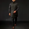 Man sätter outfit Wedding Africa pärlstav långärmad toppbyxor kaftan traditionella kläder costoumes etniska casual mens 2sts kostym 240407