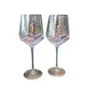 Cepas de vino coloridas diamantes de imitación pareja de cristal cristal cristal vidrio pintado elegante regalo de copa personalizada para cumpleaños día de San Valentín