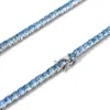 Ny hiphopnätverkskedja Sea Blue Diamond 4mm Diamond Herr- och kvinnors halsband nätverkskedja S925 modemärke designer smycken