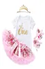 Rose kjol set 4st nyfödda baby flickor romper spädbarn kläder flickor prinsessa småbarn barn kläder födelsedagspresent6697676