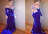 Royal Blue Velvet Mermaid Evening Dress 2022 New Sweetheart One One Corter Crystal Long Sleeve Sexy Sexy Dontal For Prom Part7767548