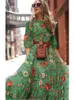 Podstawowe sukienki swobodne wiosna lato Vintage Flower Floral Print Maksi Ubranie biuro dama moda elegancka długie sukienki o diecie z długim rękawem dla kobiet 2023