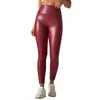 Pantaloni da donna Donne Women PU PELLE PETTURE ALTA GUIDA ELASSA ELASSA CONSA ELASSIONE SOLY METALLIC SPORT BOCCHI DI COMPRESSIONE