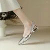 Casual Shoes Silver Women's Mary Jane Black Patent Leather Sandals Platform Low Heel Single Hollow High Heels