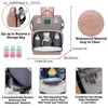 Sacs à couches Mommy Baby Diaper Sac Backpack Remplacement du tapis de remplacement Mosquito Net Wet and Dry portant USB Charging Port Chart Suspension Sag Q240418